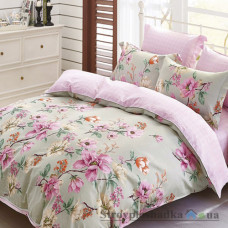 Комплект постельного белья Viluta 110, 200x220 см (1 пододеяльник, 1 простынь, 2 наволочки), сатин-твил, рисунок-цветы, розовый