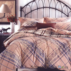 Комплект постельного белья Viluta 117, 145x214 см (1 пододеяльник, 1 простынь, 2 наволочки), сатин-твил, рисунок-полосы, коричневый