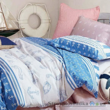Комплект постельного белья Viluta 121, 240x220 см (2 пододеяльника, 1 простынь, 2 наволочки), сатин-твил, рисунок-узоры, синий
