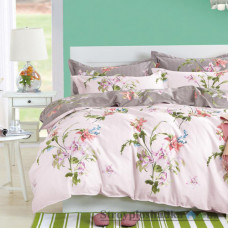 Комплект постельного белья Viluta 152, 145x214 см (1 пододеяльник, 1 простынь, 2 наволочки), сатин-твил, рисунок-цветы, розовый