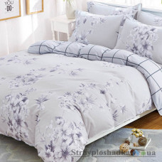 Комплект постельного белья Viluta 153, 240x220 см (2 пододеяльника, 1 простынь, 2 наволочки), сатин-твил, рисунок-цветы, фиолетовый