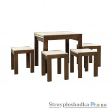 Комплект кухонный Мебель Сервис Твист, стол 82(164)x67x76 см и четыре табурета 40х38х47 см, деревянный, орех