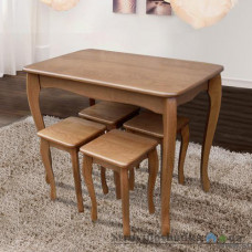 Комплект кухонный Микс Мебель Смарт, стол 100x60x75 см и четыре табурета 30х30х45 см, деревянный, натуральный