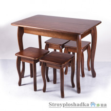 Комплект кухонный Микс Мебель Смарт, стол 100x60x75 см и четыре табурета 30х30х45 см, деревянный, орех темный