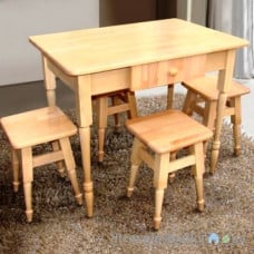 Комплект кухонный Микс Мебель, стол 90x60x75 см и четыре табурета, деревянный, бук светлый