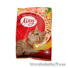 Сухий економ корм для кішок Мяу, 0.4 кг, з куркою