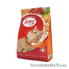 Сухой эконом корм для кошек Мяу, 0.4 кг, с печенкой