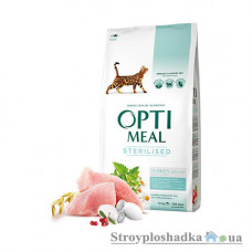 Сухой премиум корм для стерилизованых котов Optimeal, 10 кг, взрослые, с индюшатиной и овсом
