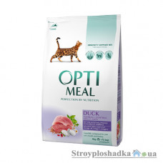 Сухой премиум корм для кошек с эффектом выведения шерсти Optimeal, 4 кг, взрослые, утка