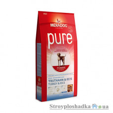 Сухий супер преміум корм гіпоалергенний MeraDog Pure Junior, для цуценят і годуючих собак, з індичкою і рисом, 12.5 кг (053550)