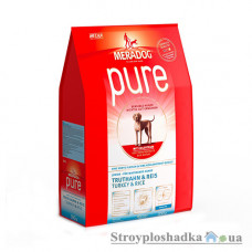 Сухий супер преміум корм гіпоалергенний MeraDog Pure Junior, для цуценят і годуючих собак, з індичкою і рисом, 300 г (053576)