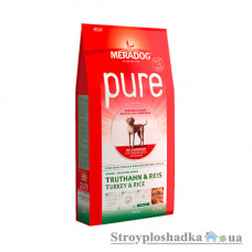 Сухой супер премиум корм гипоаллергенный MeraDog Pure Adalt, для взрослых собак, с индейкой и рисом, 12.5 кг (053850)