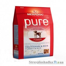 Сухий супер преміум корм гіпоалергенний MeraDog Pure Adalt, для дорослих собак, з індичкою і рисом, 300 г (053876)
