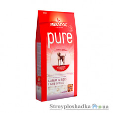Сухий супер преміум корм гіпоалергенний MeraDog Pure Adalt, для дорослих собак, з ягням і рисом, 12.5 кг (054150)