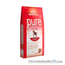 Сухий супер преміум корм гіпоалергенний MeraDog Pure Adalt, для дорослих собак, з лососем і рисом, 12.5 кг (054350)