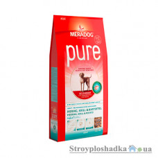 Сухой супер премиум корм гипоаллергенный MeraDog Pure Adalt, для взрослых собак, с сельдью, крилем и картофелем, 12.5 кг (054650)