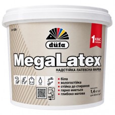 Краска латексная сверхустойчивая DUFA MegaLatex белая, 1,4 кг