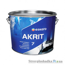 Акрилатная краска интерьерная Eskaro Akrit 7, белая, полуматовая, 9.5 л