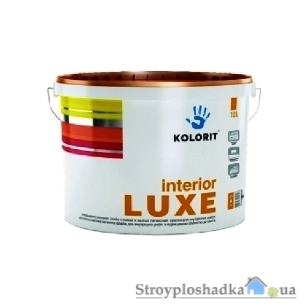 Акриловая краска Kolorit Interior Luxe, белая, 10 л