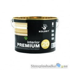 Акрилова фарба інтер'єрна Kolorit Interior Premium 20, біла, 10 л