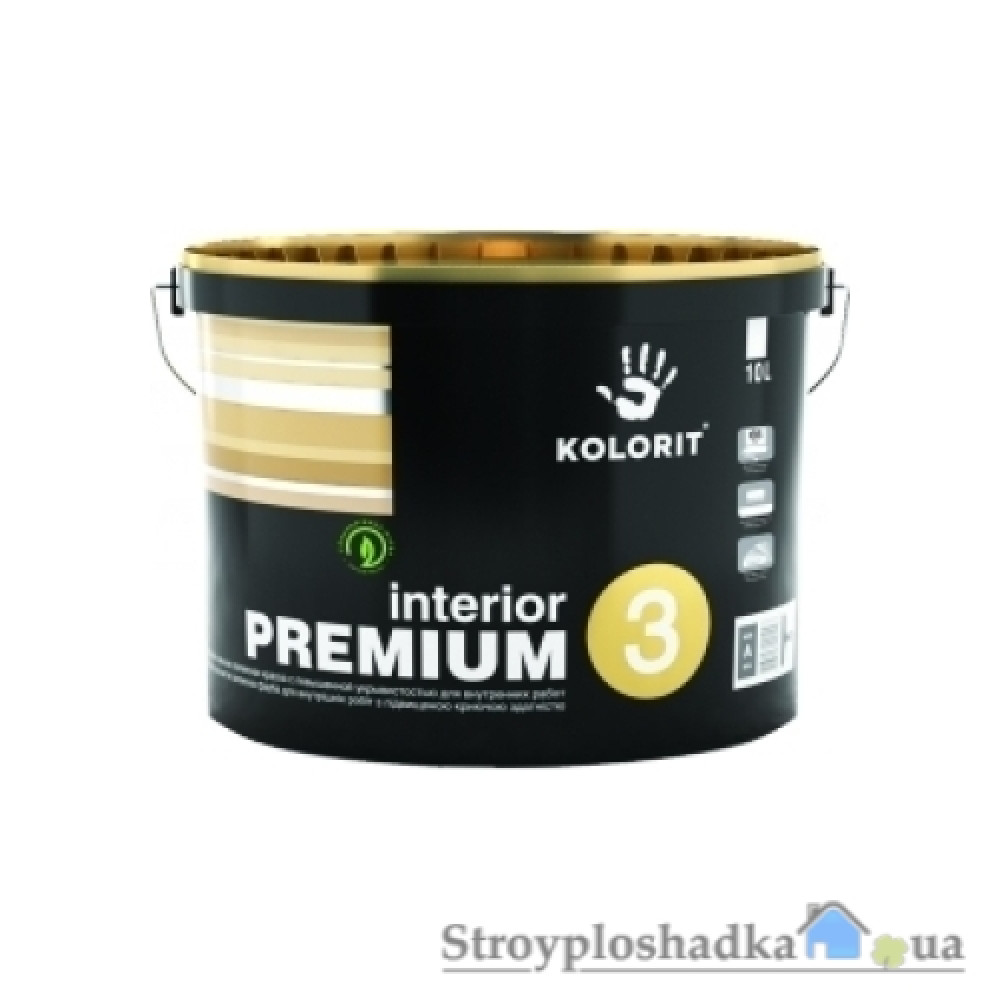 Акрилова фарба інтер'єрна Kolorit Interior Premium 3, біла, 5 л