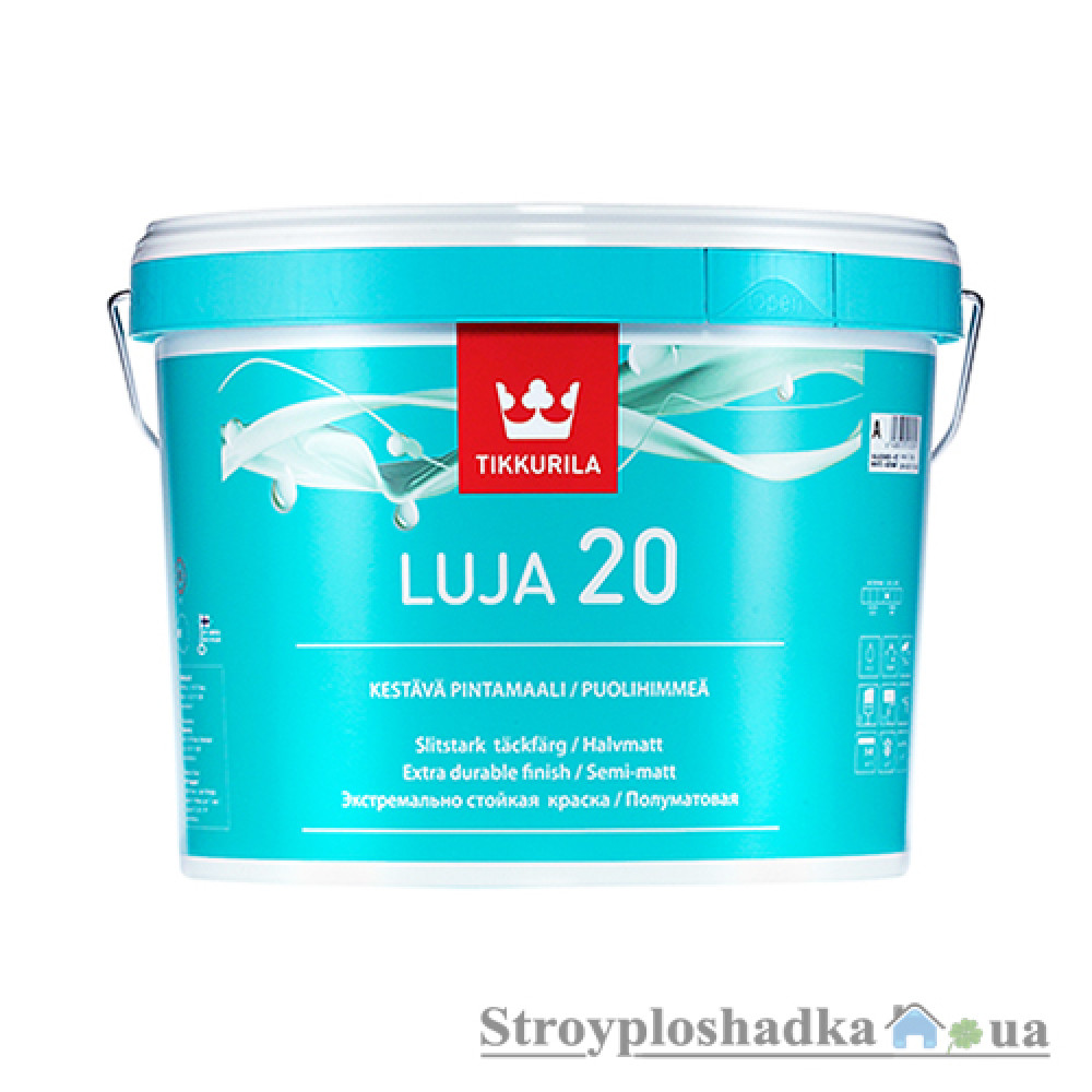 Фарба акрилова інтер'єрна Tikkurila Luja 20, для вологих приміщень, біла, 2.7 л
