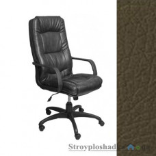 Крісло для керівника AMF Марсель Пластик, 61х75х116-128 см, механізм гойдання Tilt, база і підлокітники - пластик, шкірозамінник - Мадрас Верде, колір - темно-коричневий з перламутром