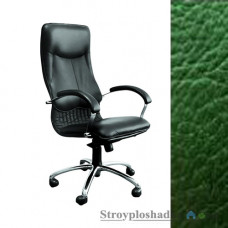 Крісло для керівника AMF Ніка HB Хром, 64х69х125-133 см, механізм гойдання MultiBlock, база і підлокітники - хром, шкіра - Люкс комбінована Авокадо, колір - зелений