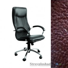 Крісло для керівника AMF Ніка HB Хром, 64х69х125-133 см, механізм гойдання MultiBlock, база і підлокітники - хром, шкіра - Люкс комбінована Тютюн, колір - тютюн