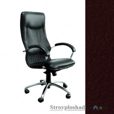 Крісло для керівника AMF Ніка HB Хром, 64х69х125-133 см, механізм гойдання MultiBlock, база і підлокітники - хром, шкірозамінник - Мадрас ДК Браун, колір - коричневий
