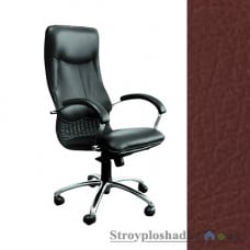 Кресло для руководителя AMF Ника HB Хром, 64х69х125-133 см, механизм качания MultiBlock, база и подлокотники - хром, кожзаменитель - Мадрас Фирензе, цвет - темно-коричневый