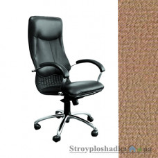 Крісло для керівника AMF Ніка HB Хром, 64х69х125-133 см, механізм гойдання MultiBlock, база і підлокітники - хром, шкірозамінник - Неаполь N-16, колір - кава з молоком