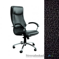 Крісло для керівника AMF Ніка HB Хром, 64х69х125-133 см, механізм гойдання MultiBlock, база і підлокітники - хром, шкірозамінник - Неаполь N-20, колір - чорний