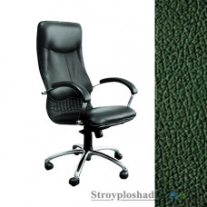Крісло для керівника AMF Ніка HB Хром, 64х69х125-133 см, механізм гойдання MultiBlock, база і підлокітники - хром, шкірозамінник - Неаполь N-35, колір - зелений