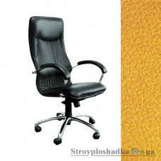 Крісло для керівника AMF Ніка HB Хром, 64х69х125-133 см, механізм гойдання MultiBlock, база і підлокітники - хром, шкірозамінник - Неаполь N-55, колір - жовтий