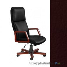 Кресло для руководителя AMF Техас, 62х85х121-132 см, механизм качания Tilt, база и подлокотники - дерево, кожзаменитель - Мадрас ДК Браун - коричневый