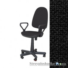 Офисное кресло AMF Комфорт Нью FS/АМФ-1, 65х65х101-113 см, эффект качания спинки, ролики обрезиненные, подлокотники пластиковые, ткань-А-1 черная