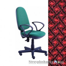Офисное кресло AMF Меркурий FS/АМФ-4, 65х65х95-108 см, регулировочный рычаг, ролики обрезиненные, подлокотники пластиковые, ткань-Поинт 28 черно-красная