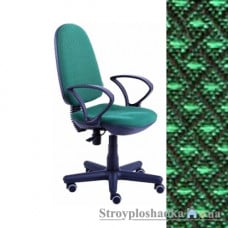Офисное кресло AMF Меркурий FS/АМФ-4, 65х65х95-108 см, регулировочный рычаг, ролики обрезиненные, подлокотники пластиковые, ткань-Поинт 35 черно-зеленая