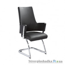 Офисное кресло Group SDM Аризона Х, 50х50х100 см, хромированные полозья, искусственная кожа, черный