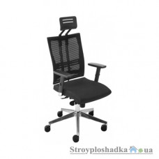 Офісне крісло Nowy Styl E-Motion R HR ZT-23, 46х48.5х119-128.2 см, полірована алюмінієва база, з підголовником, сітка/тканина, чорно-червоний