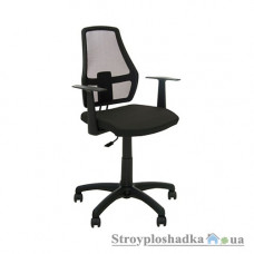 Офісне крісло Nowy Styl Fox 12+ GTP (Freestyle) Eco 30, 48х40х91-110 см, механізм Freestyle, з підлокітниками, сітка/тканина, чорний