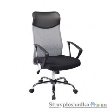 Офісне крісло Signal Q-025 gray, 62х64х111-120 см, механізм гойдання Tilt, тканина-чорна, сітка-сірий