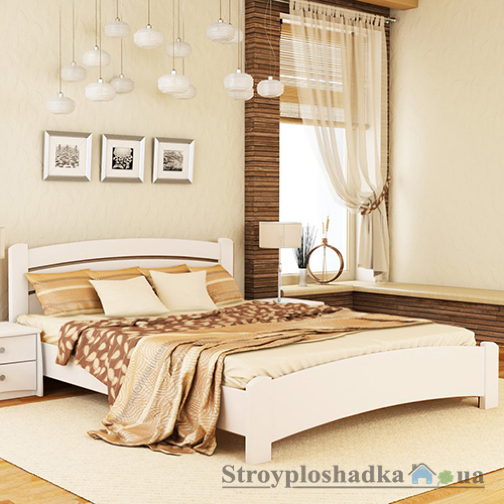 Ліжко Естелла Венеція Люкс, 160х200 см, масив бук, 107 білий