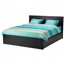 Ліжко IKEA Мальм 999.316.25, 156х100х209 см, ДСП/МДФ/ОСБ/Ясеневий шпон/Дубовий шпон, чорно-коричневий