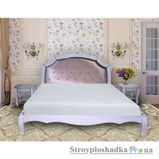 Ліжко МКС Вікторія, 176х129х213 см, дерево-вільха, білий/шкірозам коричневий перламутр