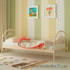 Кровать металлическая Мадера Алиса Люкс, 80х190 см, основа - деревянные ламели, бежевая
