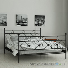 Ліжко металеве Мадера Бріана, 120х190 см, основа - дерев′яні ламелі, чорне