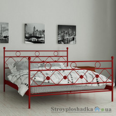 Кровать металлическая Мадера Бриана, 160х190 см, основа - металлические трубки, красная