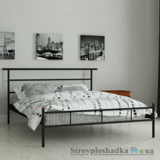 Ліжко металеве Мадера Діаз, 120х190 см, основа - дерев′яні ламелі, чорне